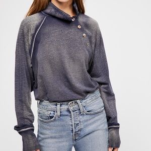 Free People I Can Be Your Pullover Faded Navy Sweater